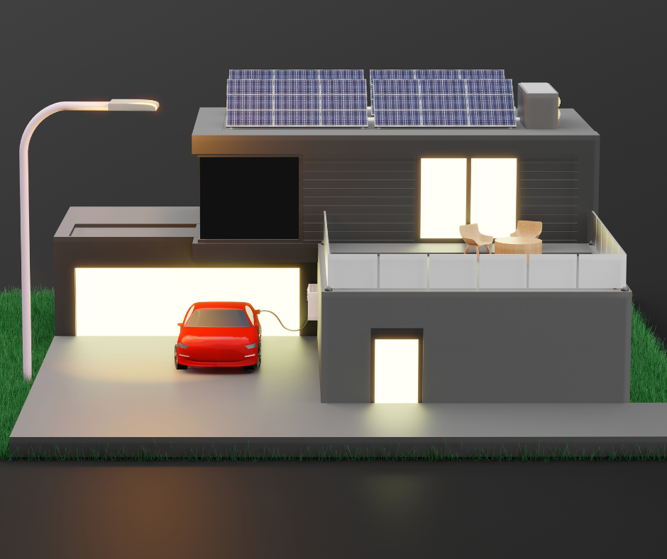 Image of a home with a home EV charger in the garage